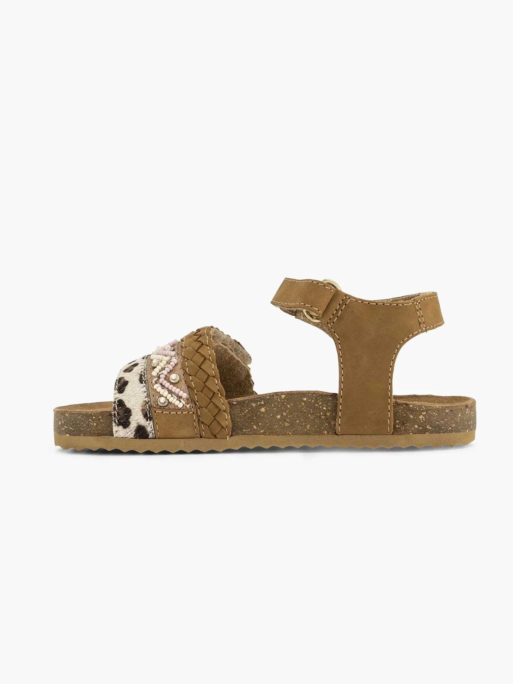 Bruine Leren Sandalen Panterprint