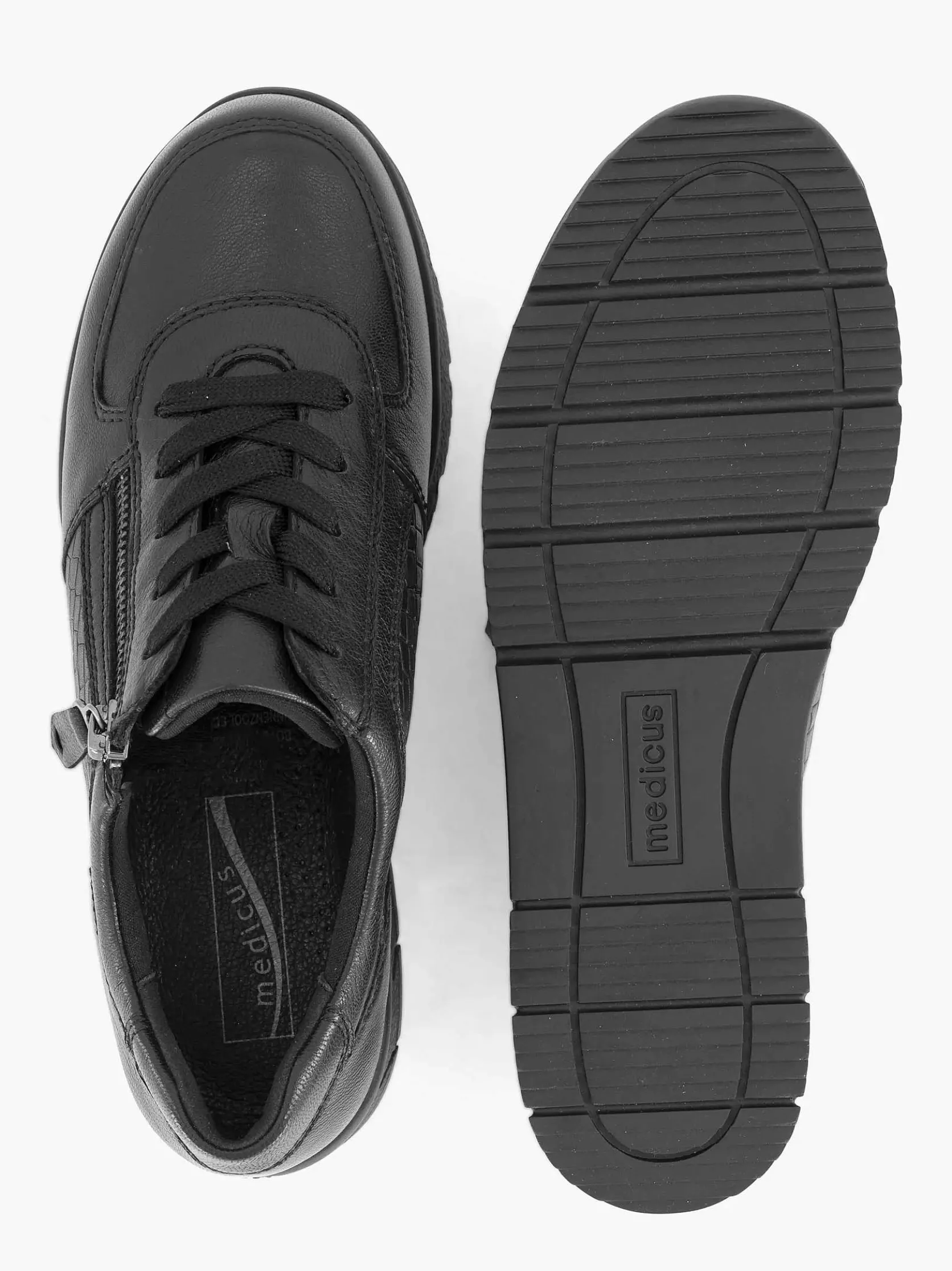 Zwarte Leren Comfort Sneaker