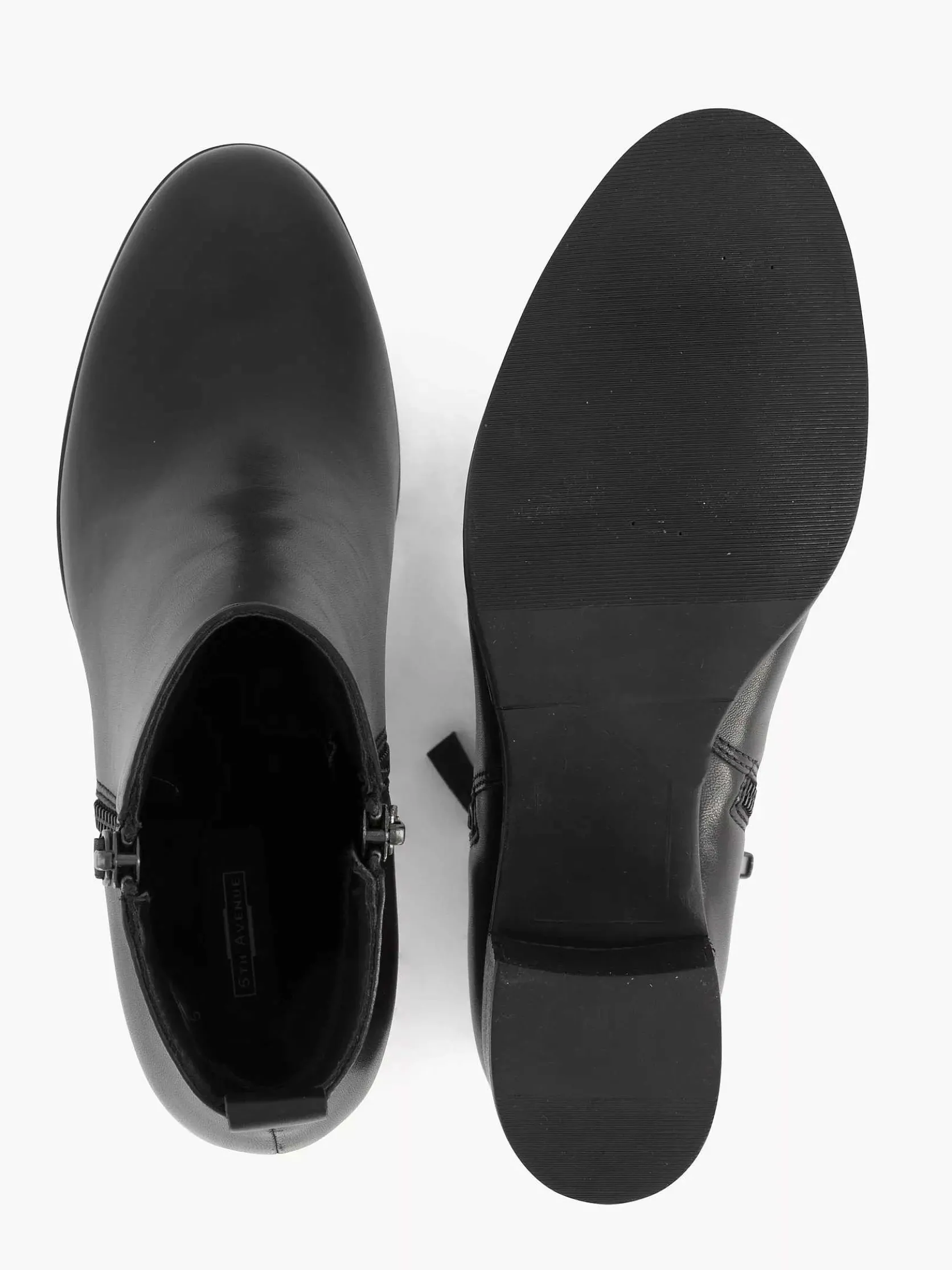 Zwarte Leren Enkellaars Hak